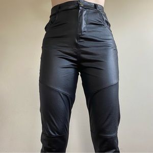 Faux Leather Super Stretchy High Rise Pants w/ Real Pockets